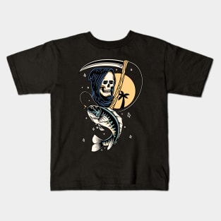 Grim Reaper Fishing Kids T-Shirt